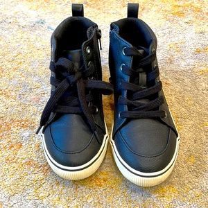 Cat & Jack Boys black leather high-tops with zipper